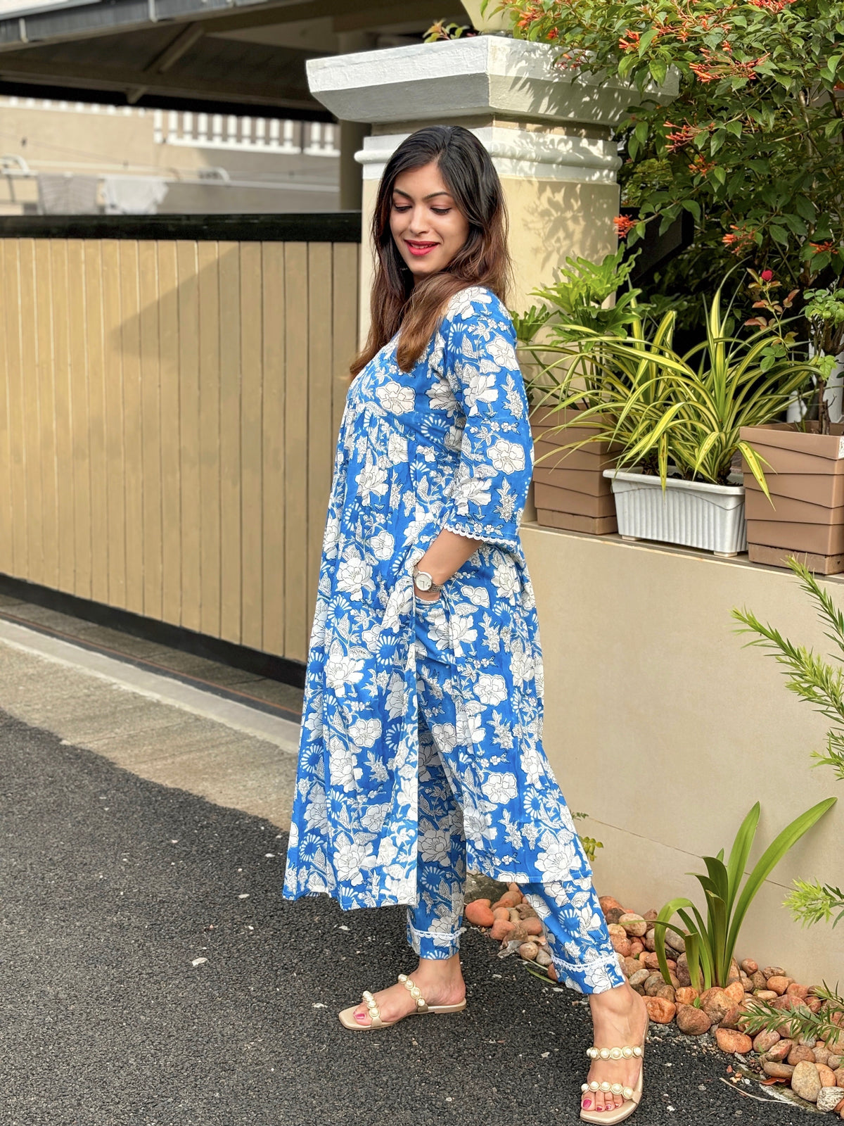 Jaal Block Printed Blue Co-ord Set