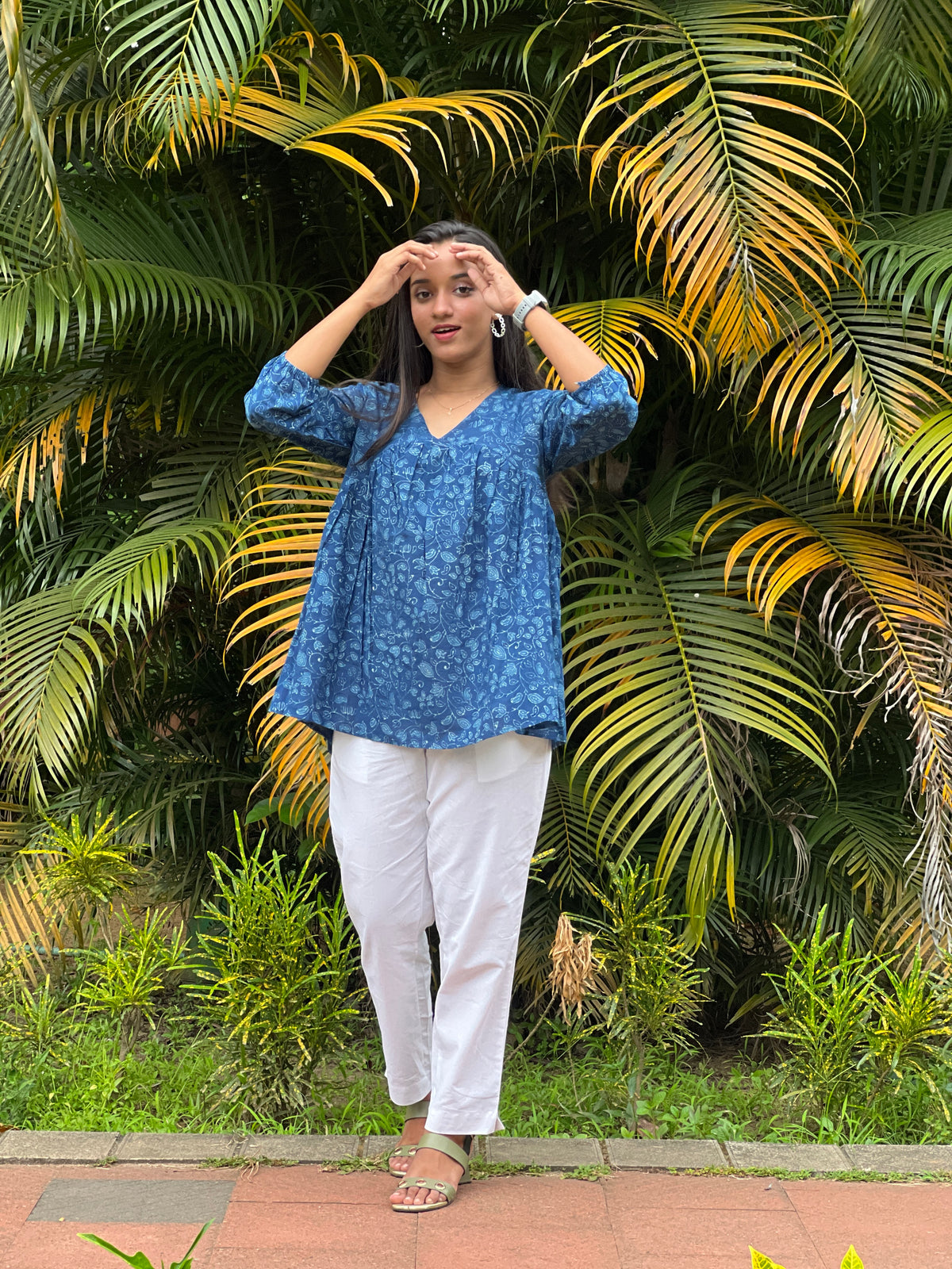 Floral Indigo Short Top