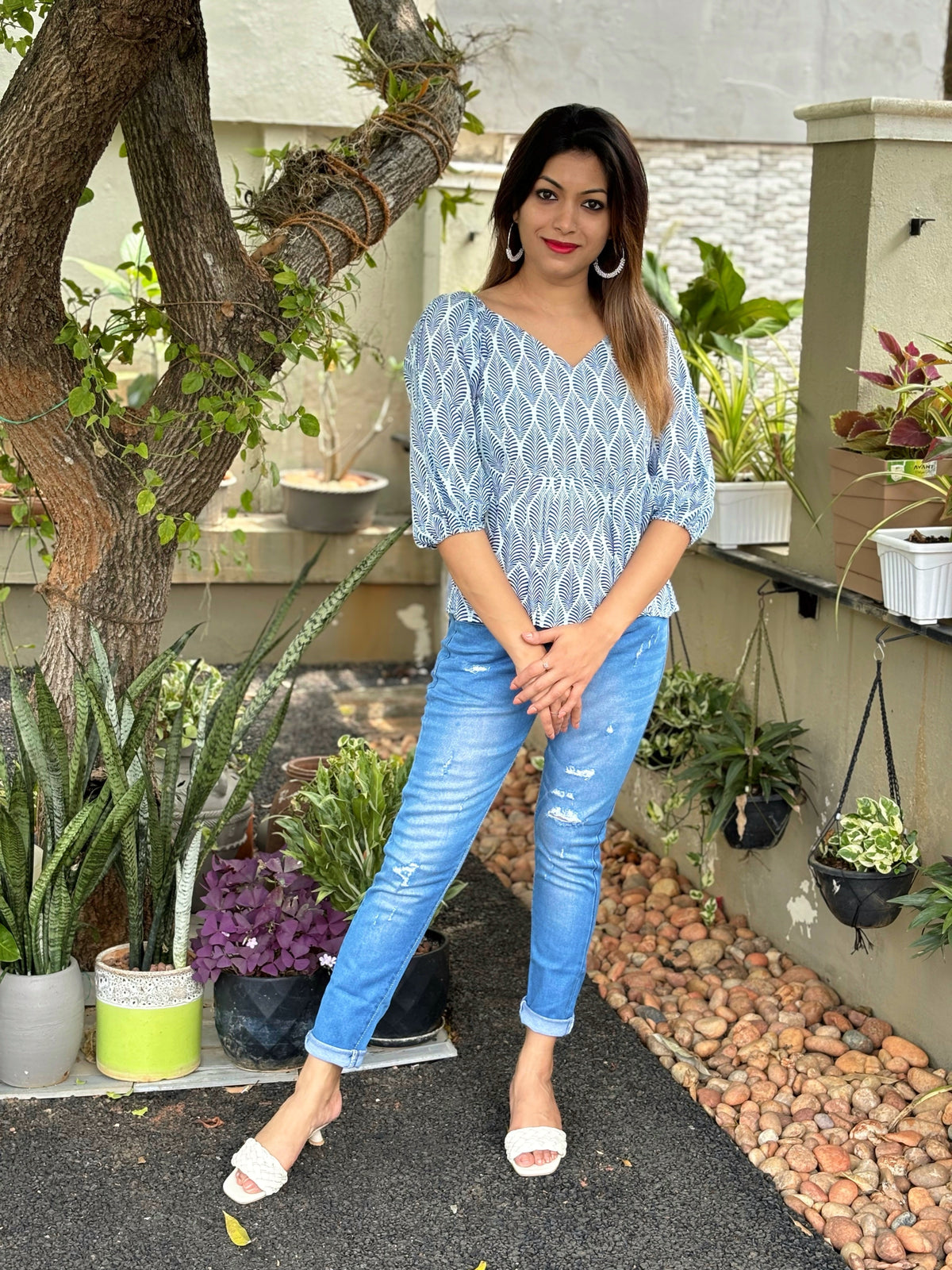 Abstract Print Short Top