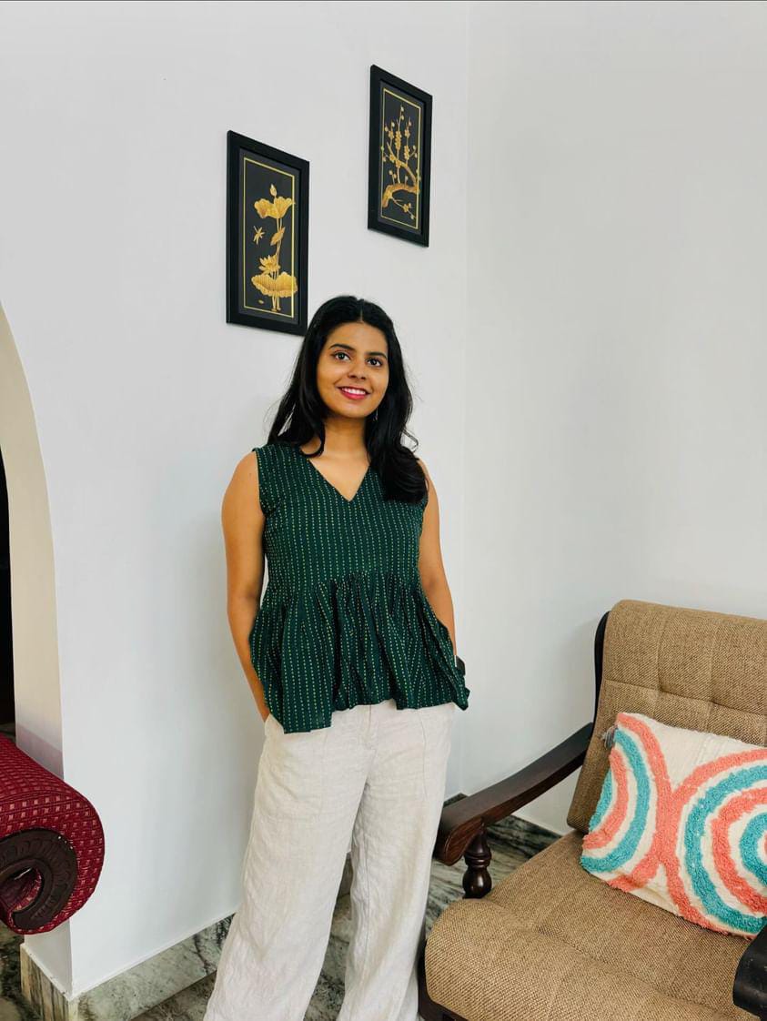 Sleeveless Green Dabu Print Top