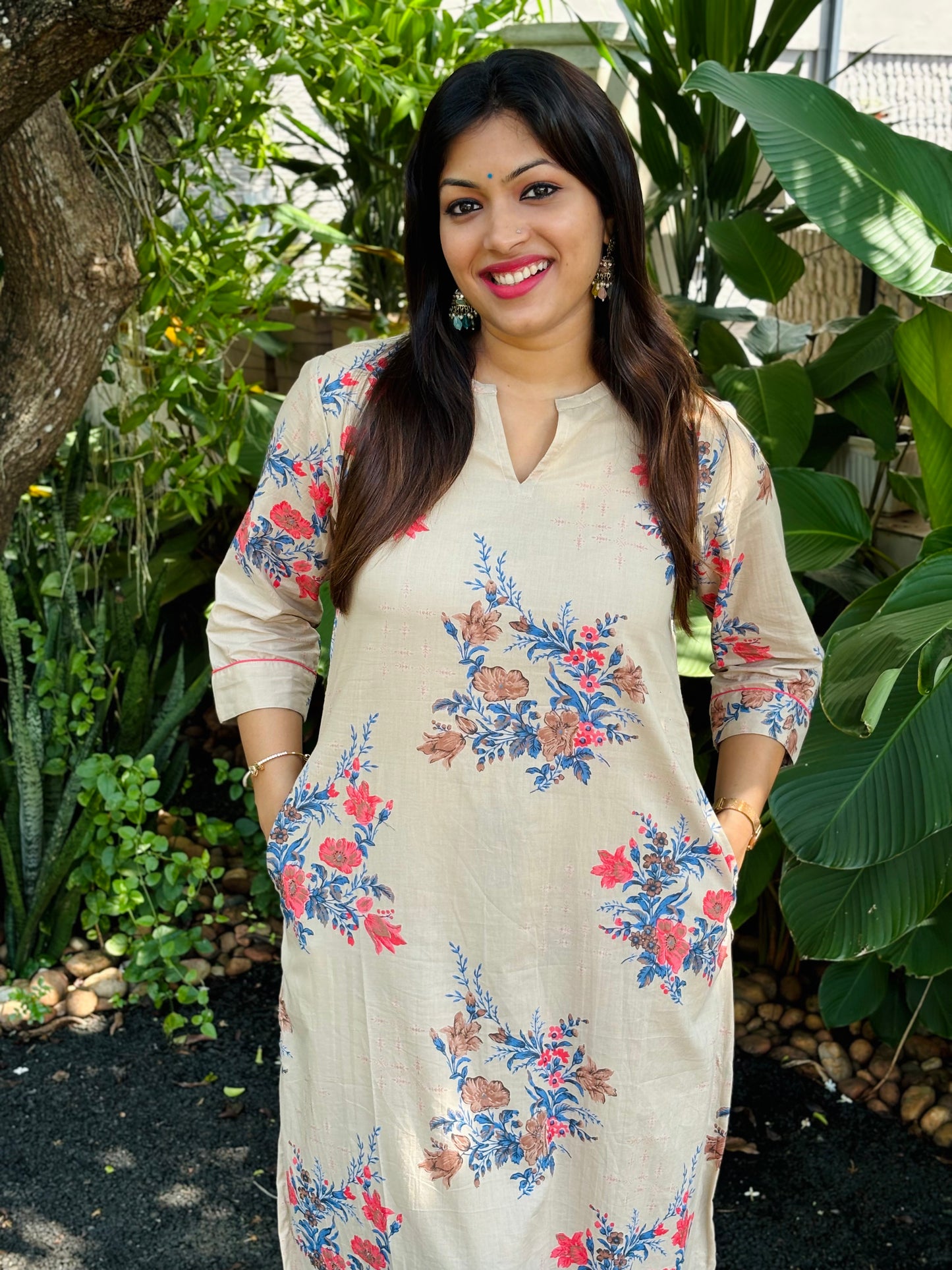 NEW! Beige Floral Cotton Co-ord Set