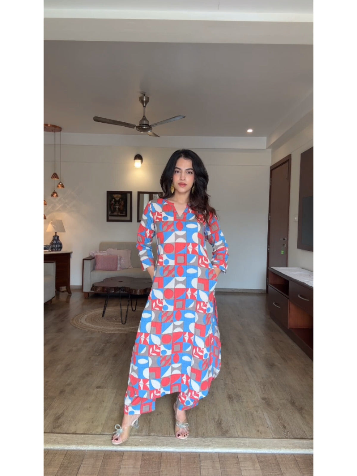 Urban Abstract Print Cotton Flex Co-ord Set Product Code : D134URBAN