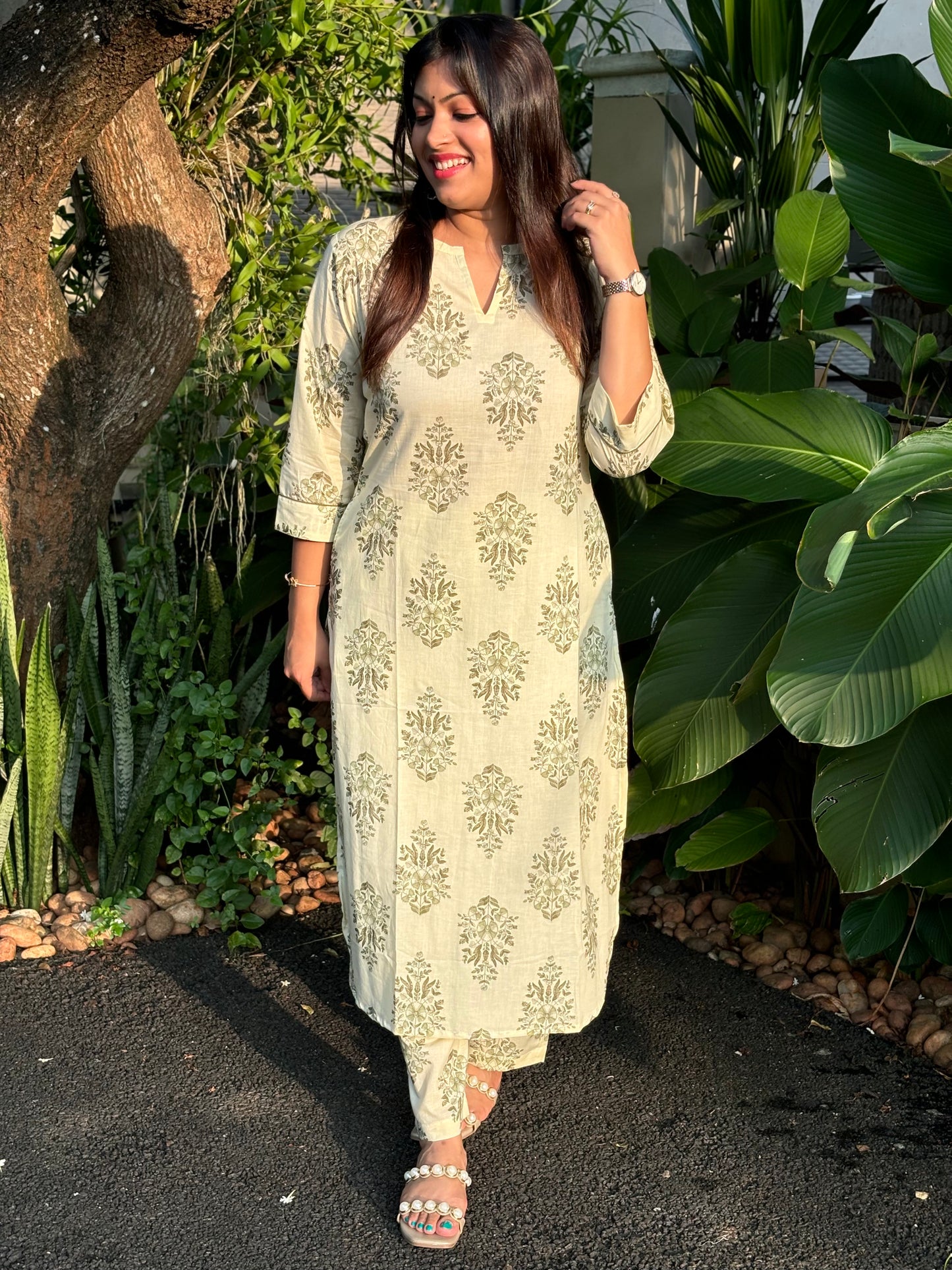 NEW! Cream Floral Cotton Co-ord Set