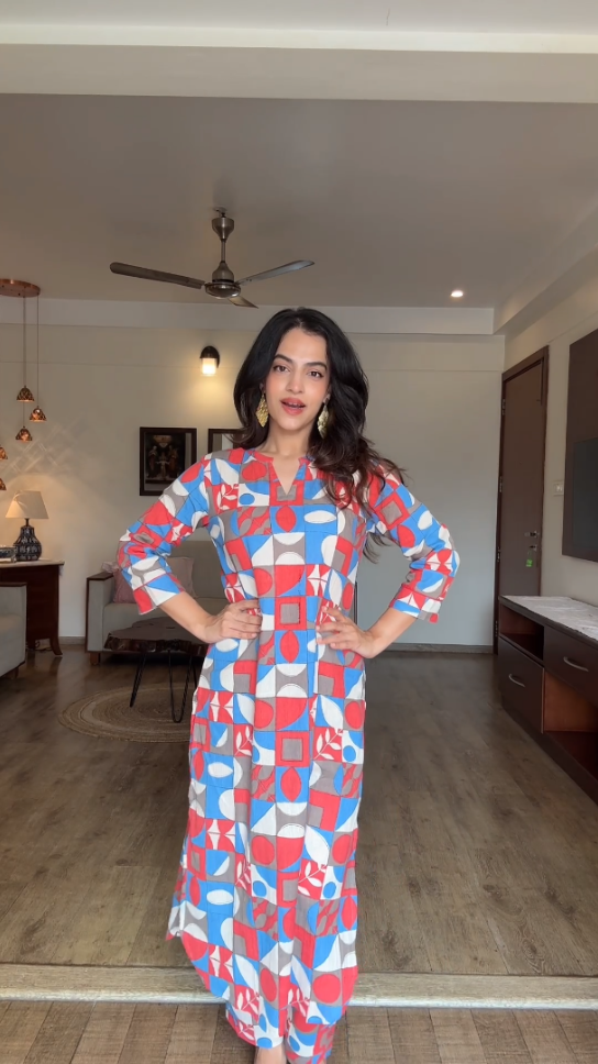 Urban Abstract Print Cotton Flex Co-ord Set Product Code : D134URBAN