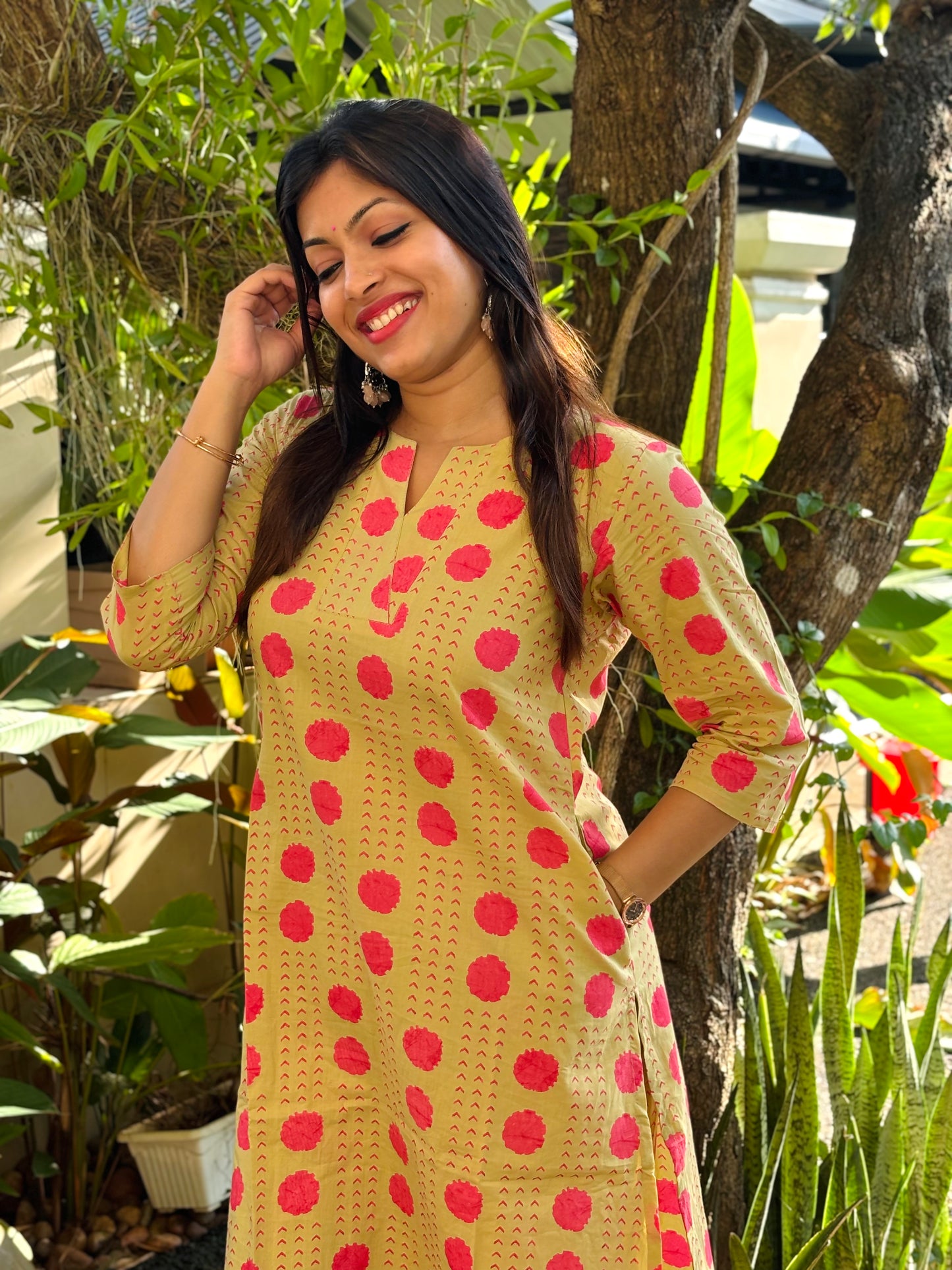 Light Olive Polka Dots Cotton Co-ord Set