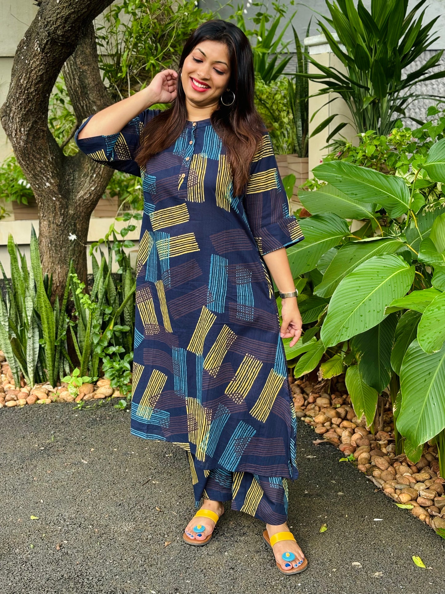 Navy Blue Kaftan Co-ord Set