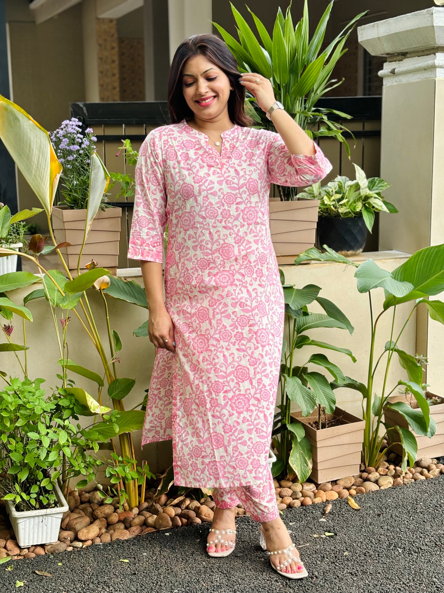 Pink Floral Cotton Co-ord Set