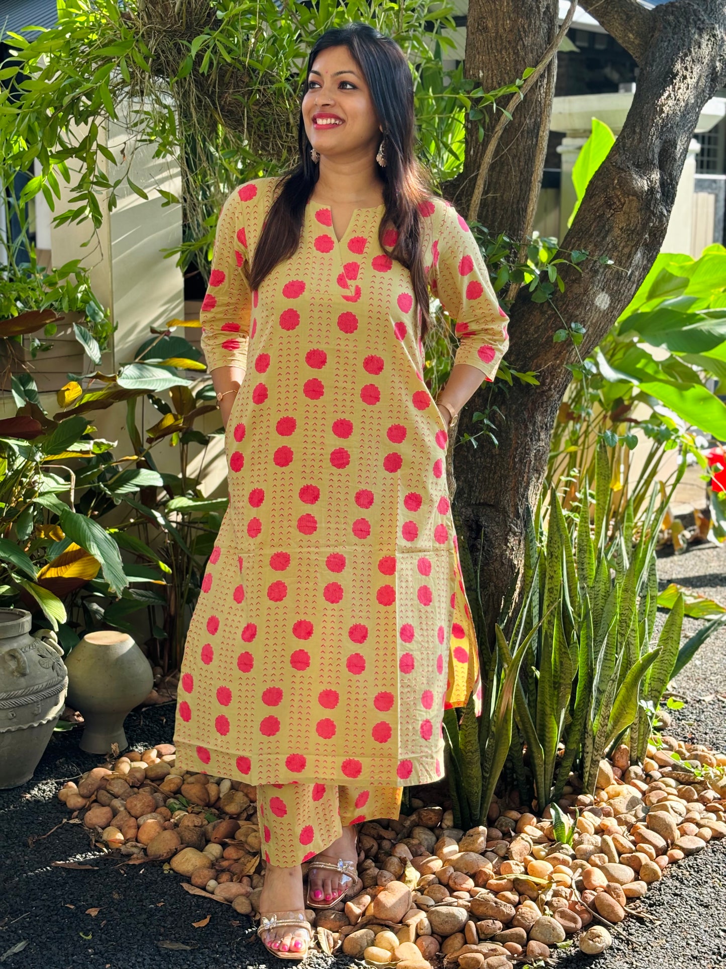 Light Olive Polka Dots Cotton Co-ord Set