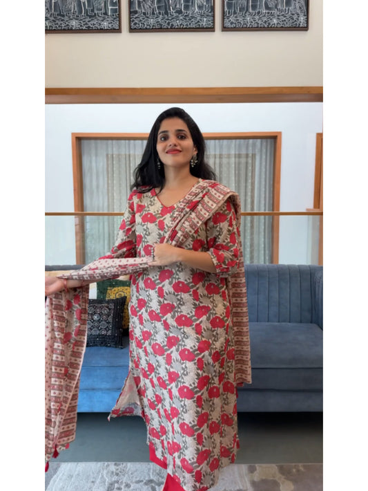 Gulaab Kota Doria Kurta Set (With Lining) Product Code : GULAABKS130