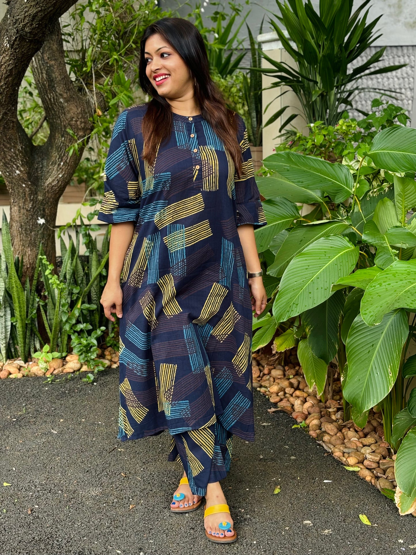 Navy Blue Kaftan Co-ord Set