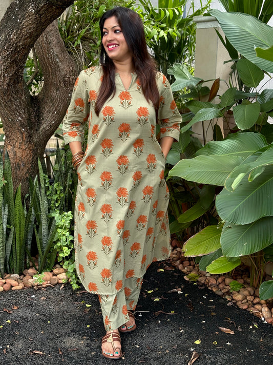 NEW! Sage Green Floral Cotton Co-ord Set