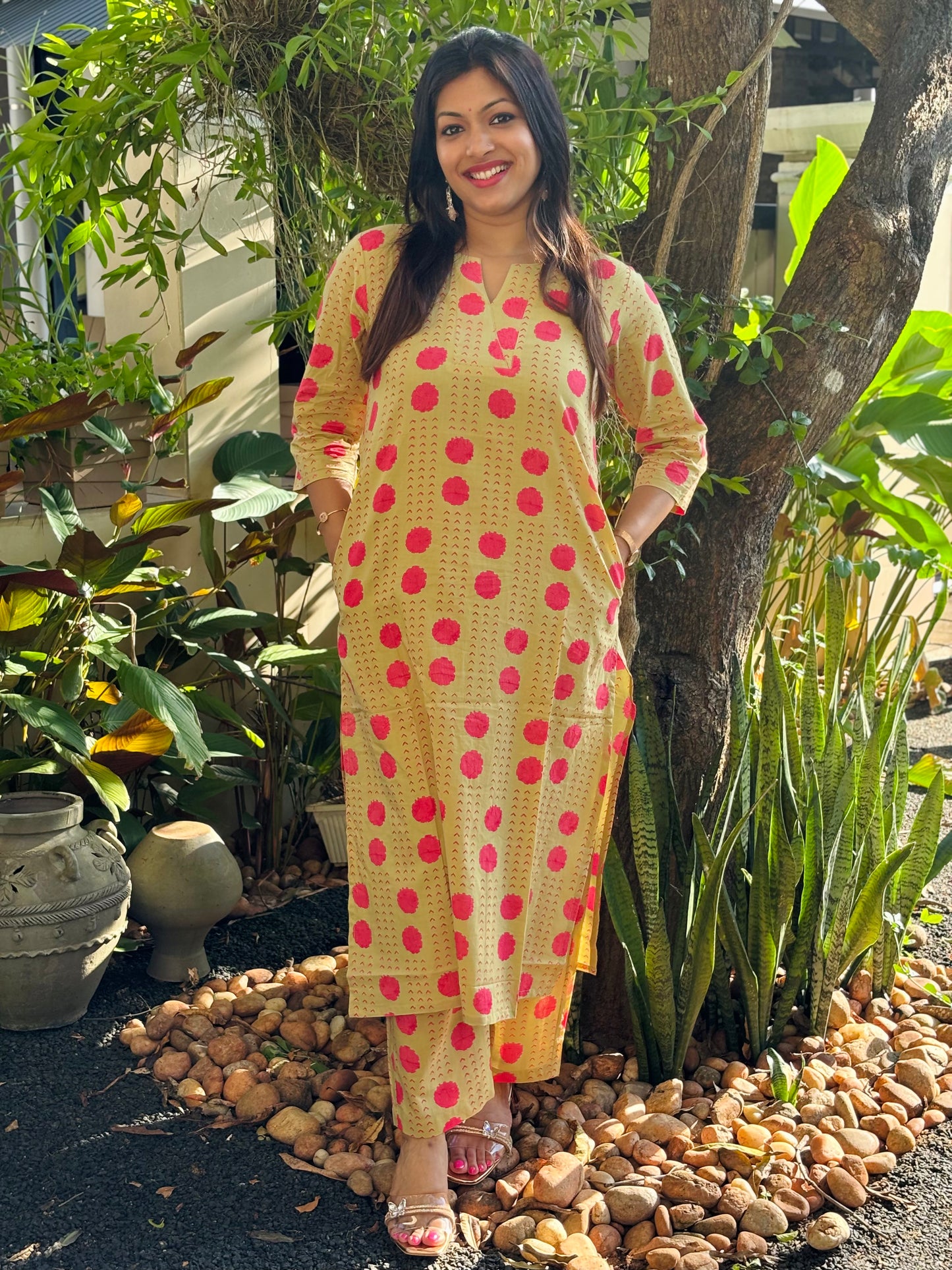 Light Olive Polka Dots Cotton Co-ord Set