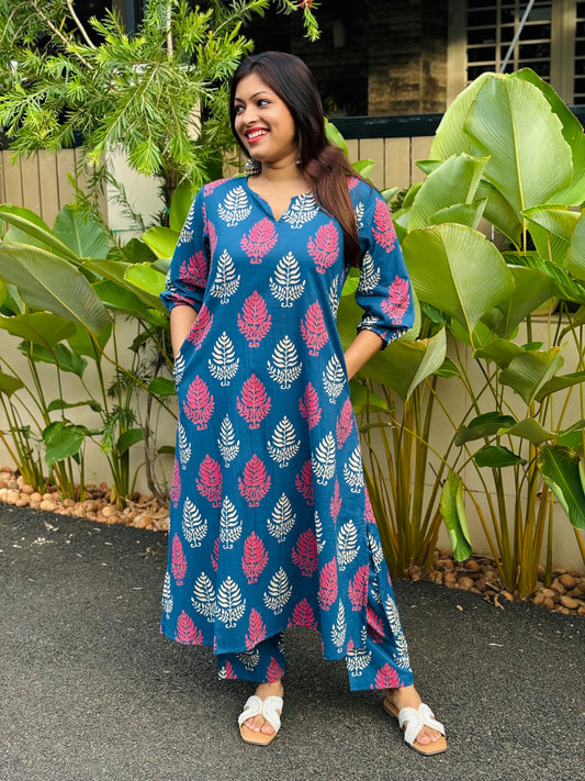 Blue & Pink Jaipur Print Co-ord Set