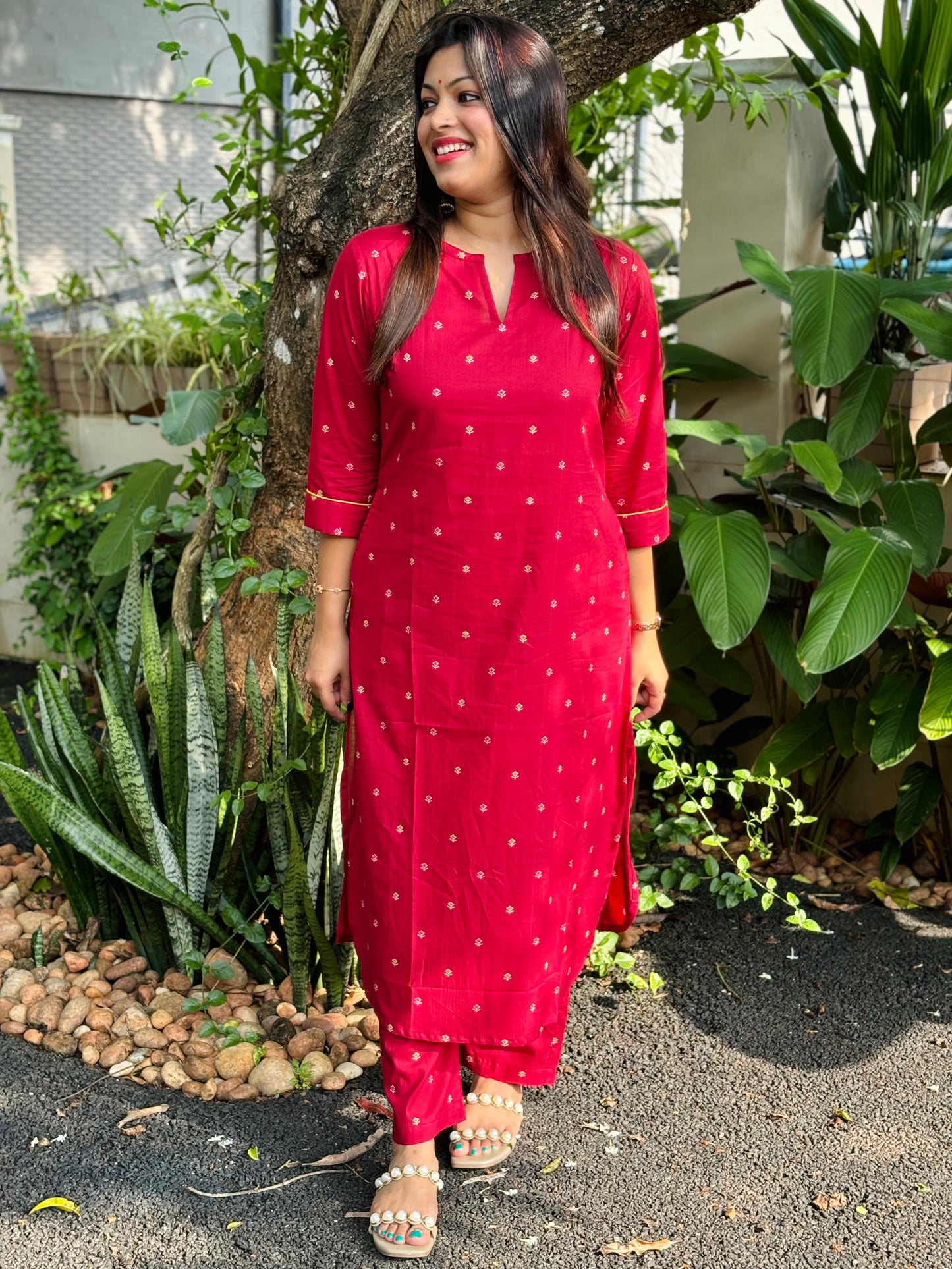 NEW! Reddish Maroon Small Floral Cotton Co-ord Set