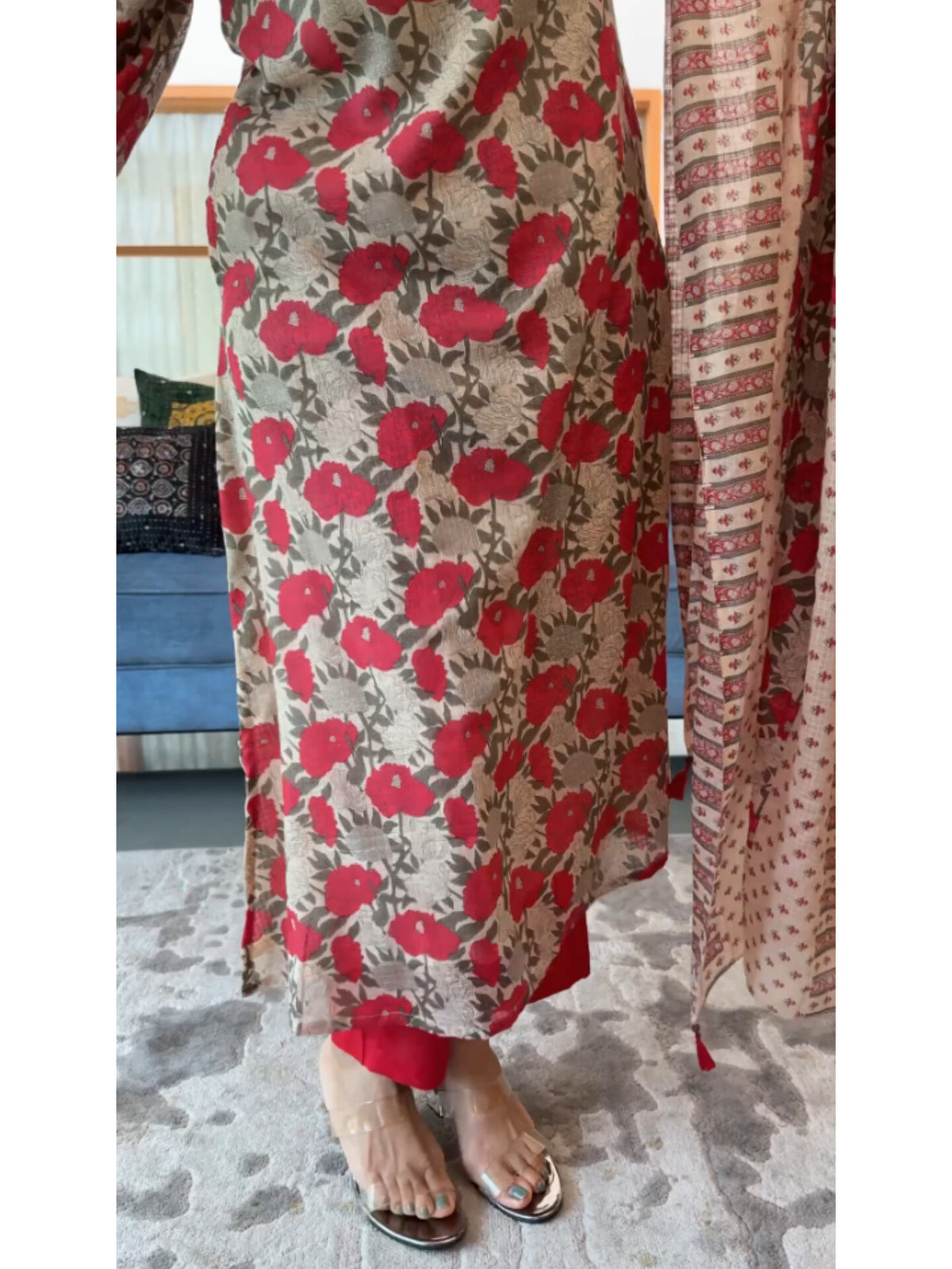 Gulaab Kota Doria Kurta Set (With Lining) Product Code : GULAABKS130