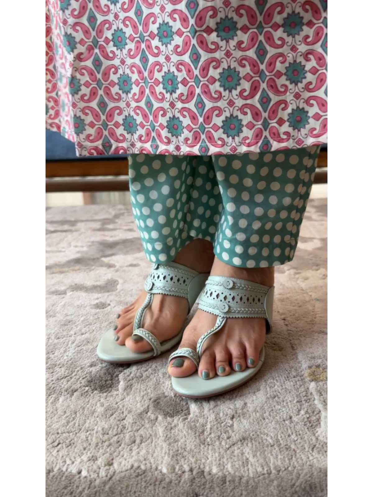 Sea-green Floral Kurta Set with Dupatta  Product Code : SEAGREENKS130
