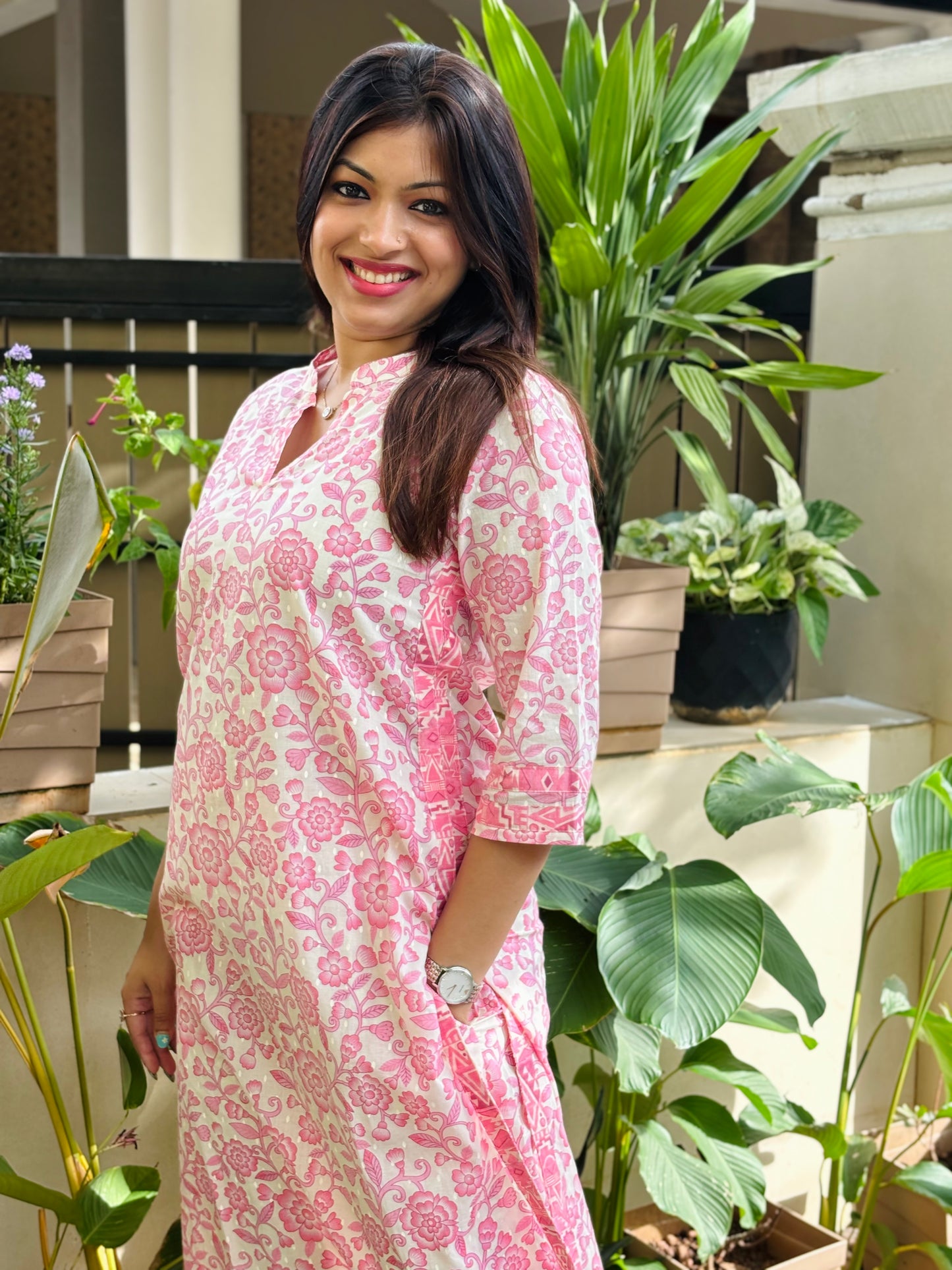 Pink Floral Cotton Co-ord Set