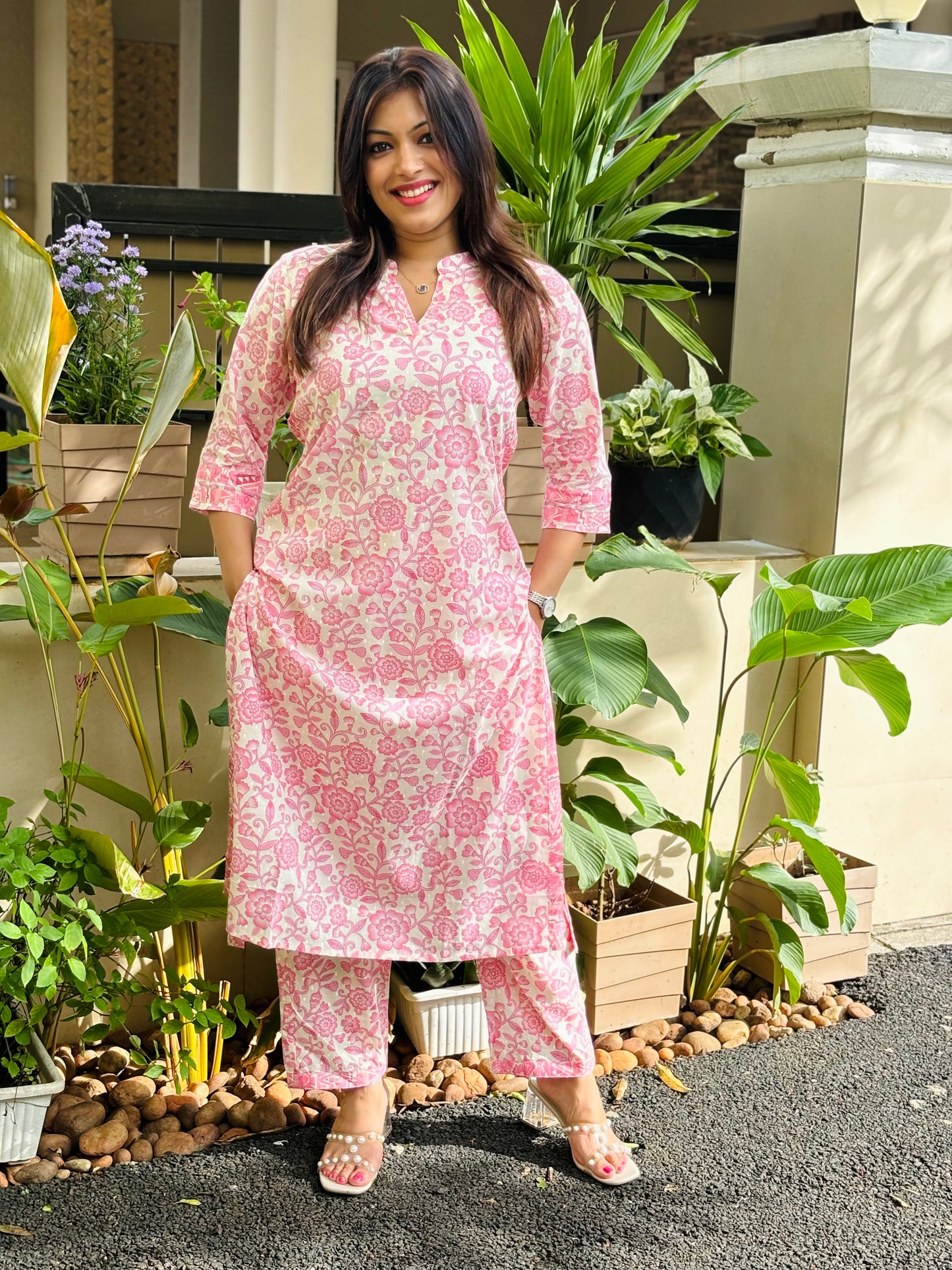 Pink Floral Cotton Co-ord Set
