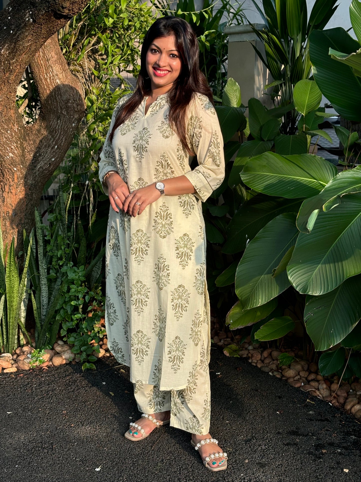 NEW! Cream Floral Cotton Co-ord Set