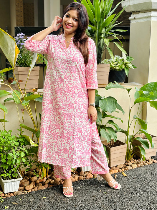 Pink Floral Cotton Co-ord Set